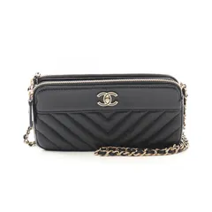 シャネル CHANEL ショルダーバッグ マドモアゼル A90118 ブラック レザー マドモアゼル Vステッチ チェーンウォレット レディース Used A