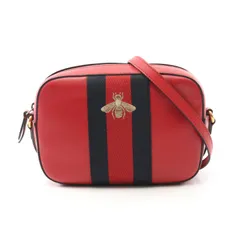 グッチ GUCCI ショルダーバッグ ウェビングライン 412008 レッド レザー ウェブ ビー ショルダーバッグ レディース Used B