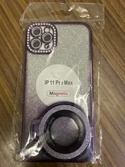 iPhone 11 Pro Max対応 キラキラ ラメケース 磁気リング付き マグネット クリア 耐衝撃 レンズ周りラインストーン スマホカバー ko1