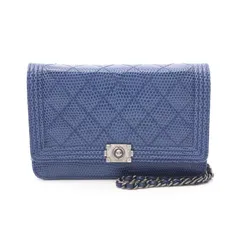 シャネル CHANEL ショルダーバッグ ボーイシャネル ブルー エキゾチックレザー ボーイシャネル チェーンウォレット レディース Used A