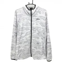 オークリー ジップパーカー 白×ライトグレー 総柄 メンズ XL ゴルフウェア Oakley