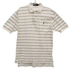 Polo by Ralph Lauren ポロバイラルフローレン ボーダー 半袖 ポロシャツ M ホワイト メンズ 古着
