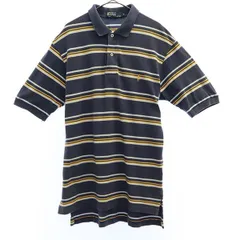 POLO RALPH LAUREN ポロラルフローレン ボーダー 半袖 ポロシャツ M ネイビー 鹿の子 メンズ 古着