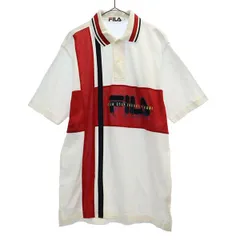 FILA フィラ 切替 半袖 ポロシャツ M ホワイト系 鹿の子 メンズ 古着