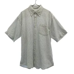 L.L.Bean エルエルビーン チェック 半袖 ボタンダウンシャツ S ネイビー×ホワイト アウトドア メンズ 古着