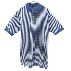 Polo by Ralph Lauren ポロバイラルフローレン ボーダー 半袖 ポロシャツ M ブルー 鹿の子 メンズ 古着