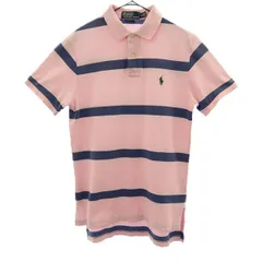 Polo by Ralph Lauren ポロバイラルフローレン ボーダー 半袖 ポロシャツ M ピンク 鹿の子 メンズ 古着