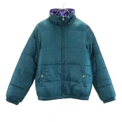 X-girl エックスガール ロゴ刺繍 リバーシブル 中綿ジャケット 1 グリーン×パープル ワンポイント ナイロン レディース 古着