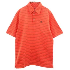 adidas アディダス ボーダー ゴルフ 半袖 ウェア M レッド ポロシャツ ロゴ刺繍 メンズ 古着
