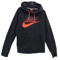 NIKE ナイキ ロゴプリント スウェットパーカー S ブラック プルオーバー トレーナー メンズ 古着