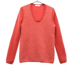 UNIQLO ユニクロ 柄入 長袖 カシミヤ100% Uネック セーター M ピンク ニット レディース 古着