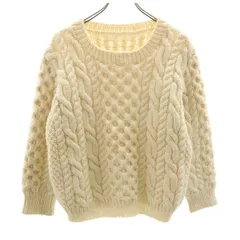 ケーブル編み 長袖 セーター オフホワイト ニット レディース 古着
