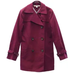 TOMMY HILFIGER トミーヒルフィガー ロゴ刺繍 ダブルブレスト トレンチコート  パープル レディース 古着