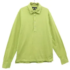 TOMMY HILFIGER トミーヒルフィガー ロゴ刺繍 長袖 ポロシャツ L グリーン メンズ 古着
