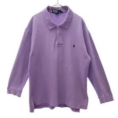 RALPH LAUREN ラルフローレン ロゴ刺繍 長袖 ポロシャツ L パープル メンズ 古着