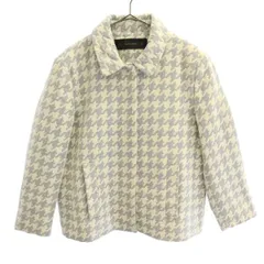 ZARA BASIC ザラベーシック 千鳥格子柄 ステンカラー ジャケット L ホワイト×ブルー レディース 古着