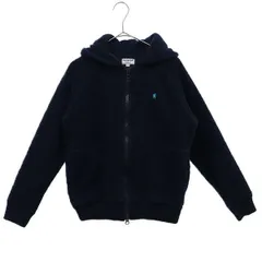 GYMPHLEX ジムフレックス ワンポイント刺繍 長袖 ボアフリース ジップパーカー 12 ネイビー レディース 古着