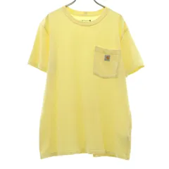 Carhartt カーハート ワンポイント 半袖 Tシャツ M（8-10） イエロー 胸ポケット付 ルーズフィット メンズ 古着