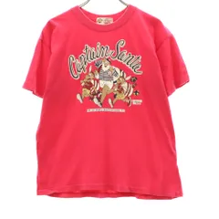CAPTAIN SANTA キャプテンサンタ プリント 半袖 Tシャツ ピンク メンズ 古着