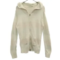 gelato pique ジェラートピケ ボーダー柄 長袖 ルームウェア F ホワイト ジップパーカー ジェラピケ レディース 古着