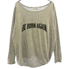 OSHIMA REI オオシマレイ プリント 長袖 Tシャツ グレー ロンT レディース 古着