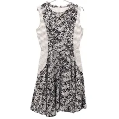 FRAY I.D フレイアイディー FWFO152632 花柄 ノースリーブ ドッキング ワンピース 1 ブラック×ホワイト レディース 古着