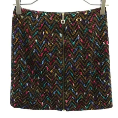 REDYAZEL レディアゼル 総柄 ミニ丈 フロントジップ タイトスカート S レディース 古着