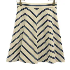 To b. by agnes b. トゥービー バイ アニエスベー ボーダー ミディ丈 フレアスカート 38 ホワイト レディース 古着