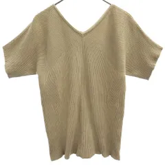 Mila Owen ミラオーウェン 21AW 半袖 デザインリブ ニット O ベージュ系 09WNT214314 レディース 古着