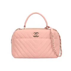 シャネル ボウリングバッグ Vステッチ トレンディCC ショルダーバッグ レザー A92238 ピンク レディース  CHANEL  中古 シャネル