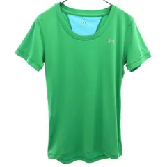 UNDER ARMOUR アンダーアーマー ロゴプリント トレーニング 半袖 Tシャツ SM グリーン クルーネック スポーツ レディース 古着
