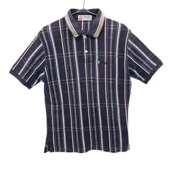 CHAPS Ralph Lauren チャップス ラルフローレン チェック 半袖 ポロシャツ S ネイビー系 鹿の子地 メンズ 古着