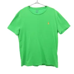 POLO RALPH LAUREN ポロラルフローレン ワンポイントロゴ刺繍 半袖 Tシャツ M グリーン×オレンジ メンズ 古着
