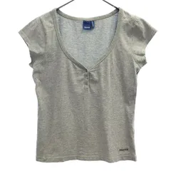 Reebok リーボック 刺繍 半袖 Tシャツ 10 グレー フレンチスリーブ レディース 古着