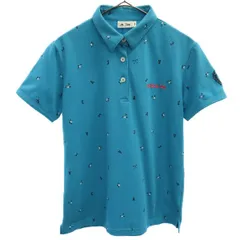 adidas アディダス 総柄 ゴルフ 半袖 ポロシャツ M ブルー スポーツ レディース 古着