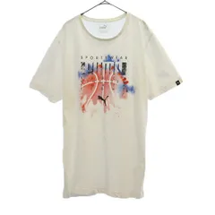 PUMA プーマ プリント トレーニング 半袖 Tシャツ L ホワイト スポーツ メンズ 古着