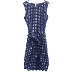 TOMMY HILFIGER トミーヒルフィガー チェック ノースリーブ ワンピース 6 ブルー系 レディース 古着