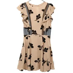 SNIDEL スナイデル 総柄 半袖 フレンチスリーブ シアードッキング ワンピース ベージュ レディース 古着