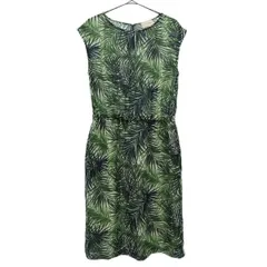 UNITED ARROWS ユナイテッドアローズ 日本製 総柄 ノースリーブ ワンピース 38 グリーン系 レディース 古着