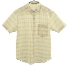 Mademoiselle NON NON マドモアゼルノンノン 日本製 チェック 半袖 シャツ L ベージュ レディース 古着