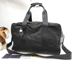 プラダ s付ボストンバッグ大 三角プレート ナイロン革黒 トラベル 旅行用ハンドバッグ@7
