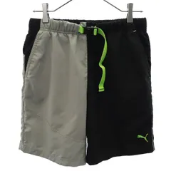 PUMA プーマ 切替 トレーニング ショートパンツ L ブラック系 ベルト付き メンズ 古着