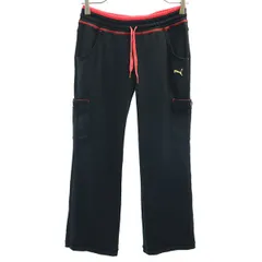 ロゴ刺繍 トレーニング ロングジャージパンツ S ブラック レディース 古着