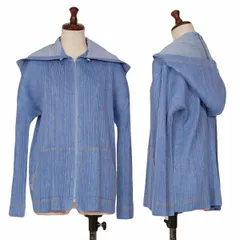 美品 プリーツプリーズ ツートン メッシュ フーディ ジップアップ パーカー 美品 プリーツプリーズ ツートン メッシュ フーディ ジップアップ