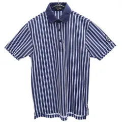 23ku SPORT 23区スポーツ ストライプ 半袖 ポロシャツ M ネイビー系 メンズ 古着