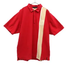 NAUTICA ノーティカ 切替 半袖 切替 ポロシャツ XL レッド ハーフジップ メンズ 古着