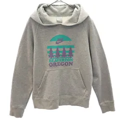 NIKE ナイキ プリント 長袖 スウェットパーカー S グレー プルオーバー トレーナー レディース 古着