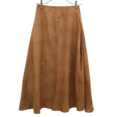 IENA イエナ ウールブレンド チェック ロング丈 フレアスカート 34 ブラウン系 レディース 古着