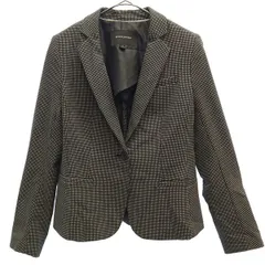 Banana Republic バナナリパブリック 総柄 テーラードジャケット 2 ホワイト×ブラック レディース 古着