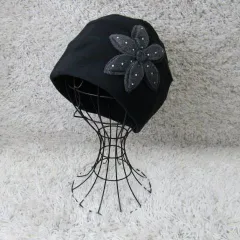 【新品 未使用 レディース】Wフラワーラインストーンフリース ビーニー帽 キャップ